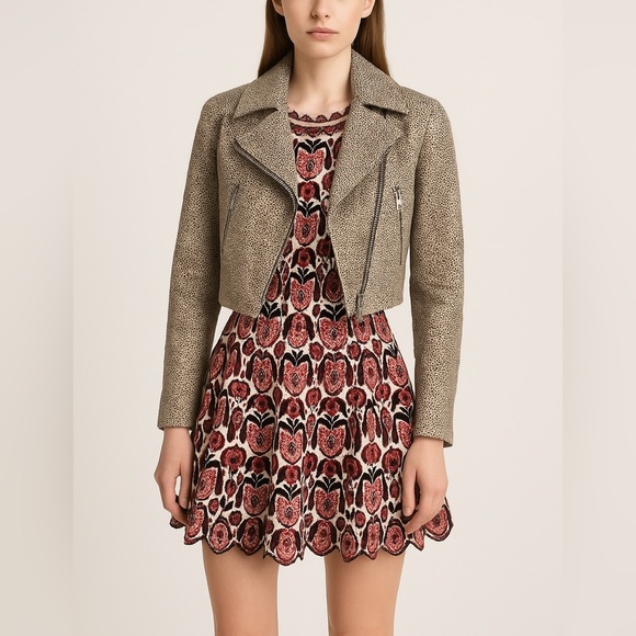 Alaia Jacket Calf Hair Leather Fur Zip Up Moto Biker Spotted - Picture 1 of 11